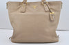 Authentic PRADA Vintage Leather Nappa Shoulder Tote Bag Beige 5630I