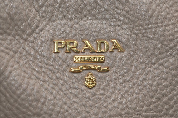 Authentic PRADA Vintage Leather Nappa Shoulder Tote Bag Beige 5630I