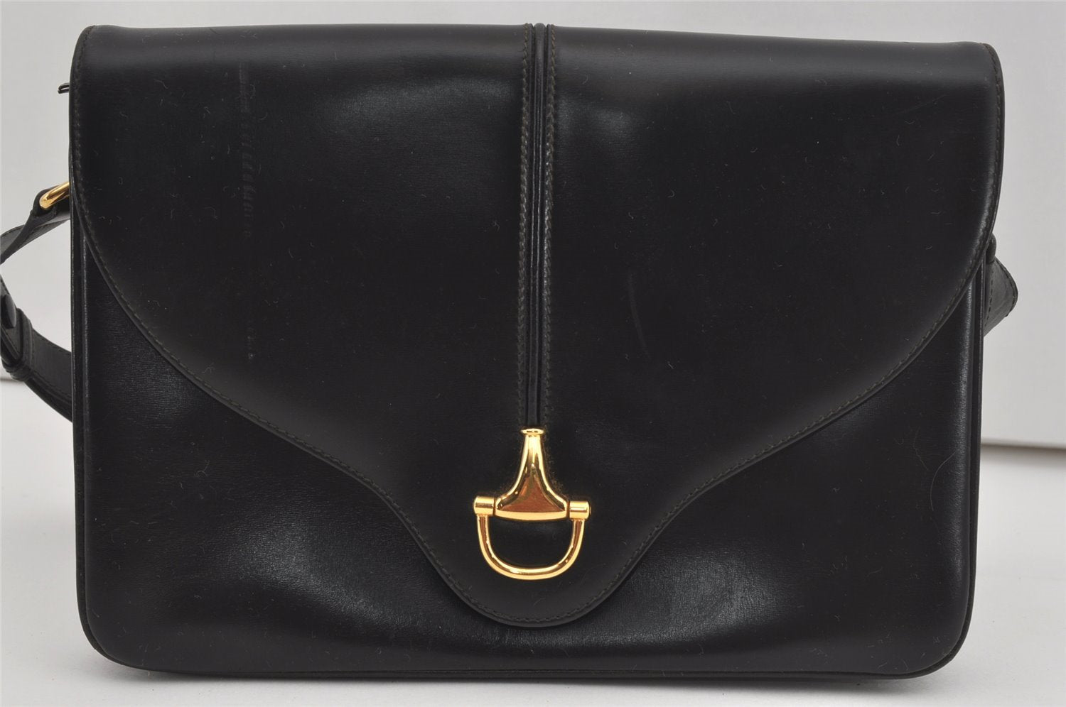 Authentic GUCCI Vintage Shoulder Hand Bag Purse Leather Black 5632I