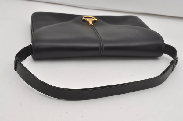 Authentic GUCCI Vintage Shoulder Hand Bag Purse Leather Black 5632I