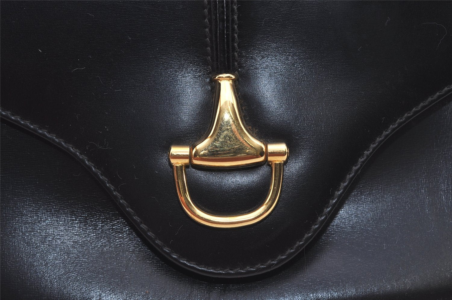 Authentic GUCCI Vintage Shoulder Hand Bag Purse Leather Black 5632I