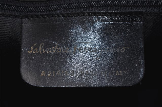 Authentic Salvatore Ferragamo Vara Shoulder Cross Body Bag Leather Black 5633D