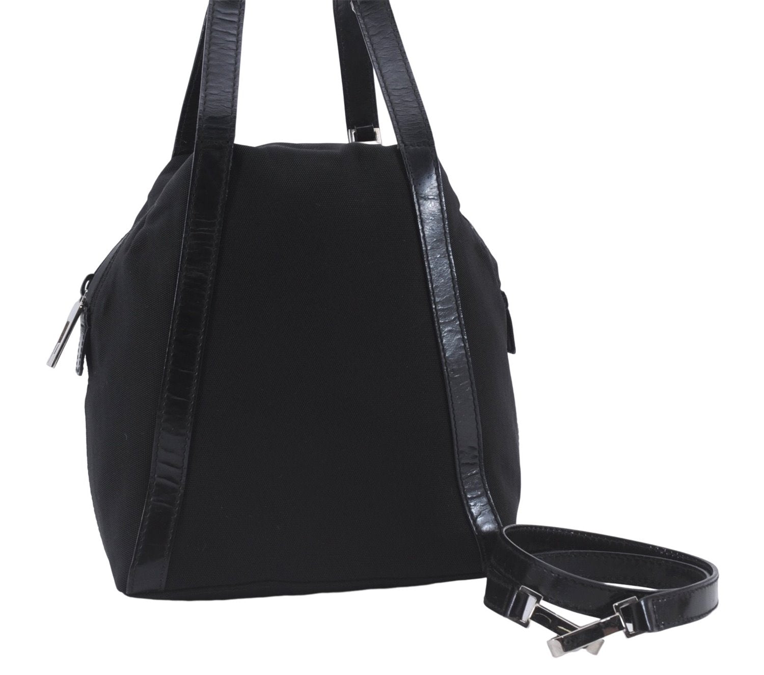 Authentic GUCCI 2Way Shoulder Hand Bag Purse Nylon Leather Black 5634D