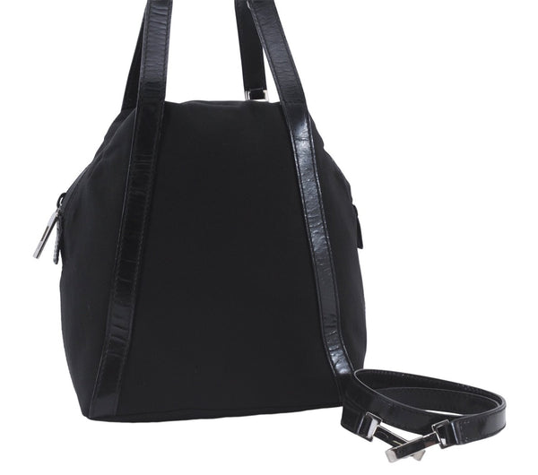 Authentic GUCCI 2Way Shoulder Hand Bag Purse Nylon Leather Black 5634D