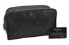 Authentic CHANEL Calf Skin Bicolore CC Logo Clutch Hand Bag Purse Black 5634I