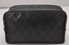 Authentic CHANEL Calf Skin Bicolore CC Logo Clutch Hand Bag Purse Black 5634I