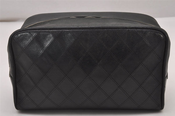 Authentic CHANEL Calf Skin Bicolore CC Logo Clutch Hand Bag Purse Black 5634I