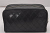 Authentic CHANEL Calf Skin Bicolore CC Logo Clutch Hand Bag Purse Black 5634I