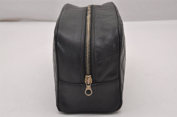 Authentic CHANEL Calf Skin Bicolore CC Logo Clutch Hand Bag Purse Black 5634I