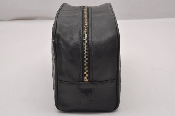 Authentic CHANEL Calf Skin Bicolore CC Logo Clutch Hand Bag Purse Black 5634I