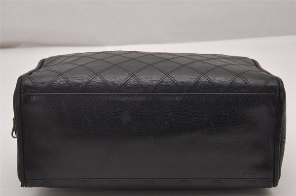 Authentic CHANEL Calf Skin Bicolore CC Logo Clutch Hand Bag Purse Black 5634I