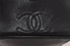 Authentic CHANEL Calf Skin Bicolore CC Logo Clutch Hand Bag Purse Black 5634I
