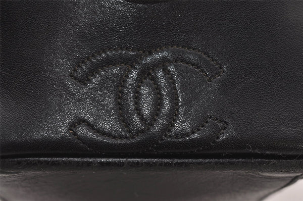 Authentic CHANEL Calf Skin Bicolore CC Logo Clutch Hand Bag Purse Black 5634I