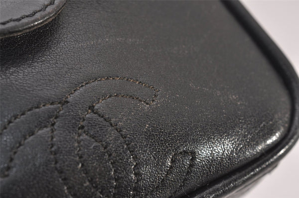 Authentic CHANEL Calf Skin Bicolore CC Logo Clutch Hand Bag Purse Black 5634I