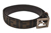 Authentic FENDI Vintage Zucca Belt Canvas Leather 25.2-29.1" Brown Black 5636I