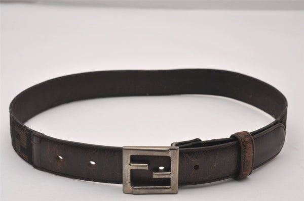 Authentic FENDI Vintage Zucca Belt Canvas Leather 25.2-29.1" Brown Black 5636I