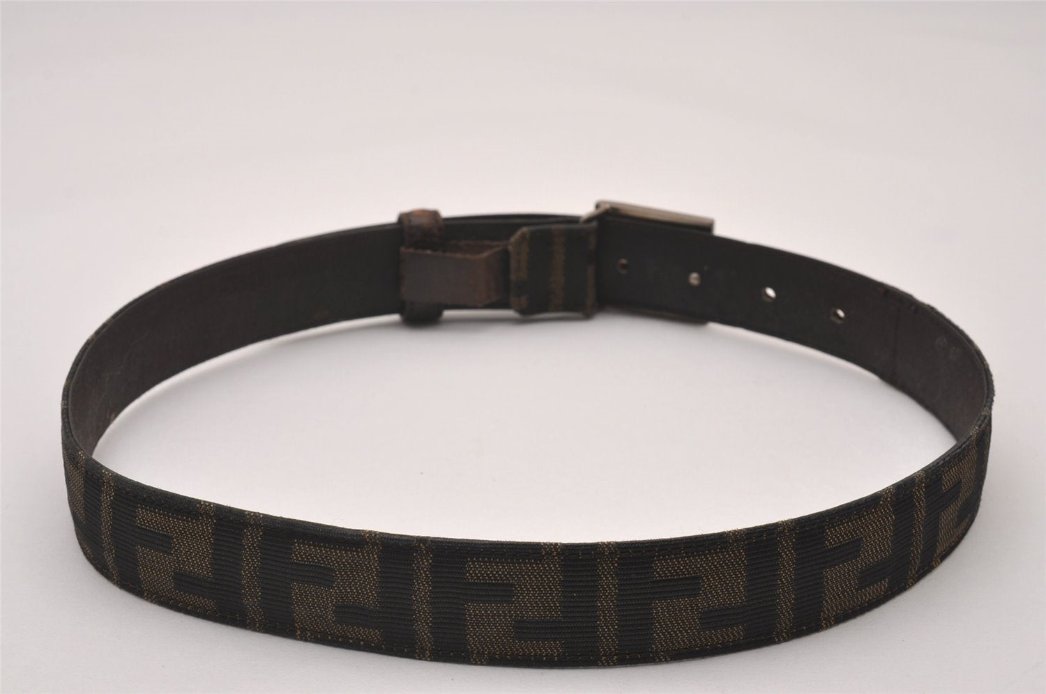 Authentic FENDI Vintage Zucca Belt Canvas Leather 25.2-29.1