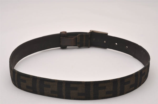 Authentic FENDI Vintage Zucca Belt Canvas Leather 25.2-29.1" Brown Black 5636I