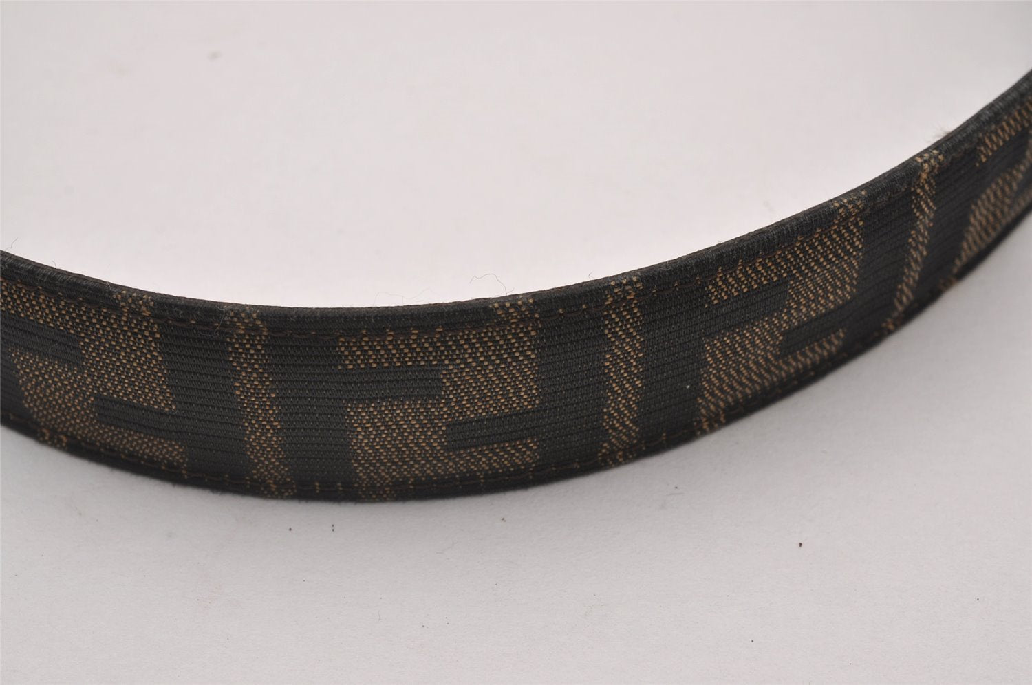 Authentic FENDI Vintage Zucca Belt Canvas Leather 25.2-29.1