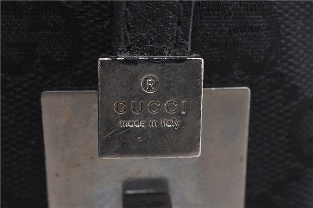 Auth GUCCI Sherry Line Shouder Hand Bag GG Canvas Leather 0000851 Black 5637D