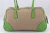 Authentic PRADA Canvas Leather Shoulder Tote Bag Beige Green 5638D