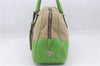 Authentic PRADA Canvas Leather Shoulder Tote Bag Beige Green 5638D