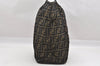 Authentic FENDI Zucca Vintage Tote Hand Bag Nylon Leather Brown Black 5638I