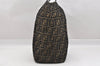 Authentic FENDI Zucca Vintage Tote Hand Bag Nylon Leather Brown Black 5638I