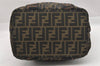 Authentic FENDI Zucca Vintage Tote Hand Bag Nylon Leather Brown Black 5638I