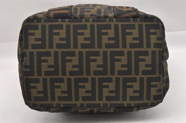 Authentic FENDI Zucca Vintage Tote Hand Bag Nylon Leather Brown Black 5638I