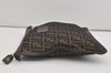 Authentic FENDI Zucca Clutch Hand Bag Purse Nylon Leather Brown Black 5639I