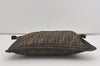Authentic FENDI Zucca Clutch Hand Bag Purse Nylon Leather Brown Black 5639I