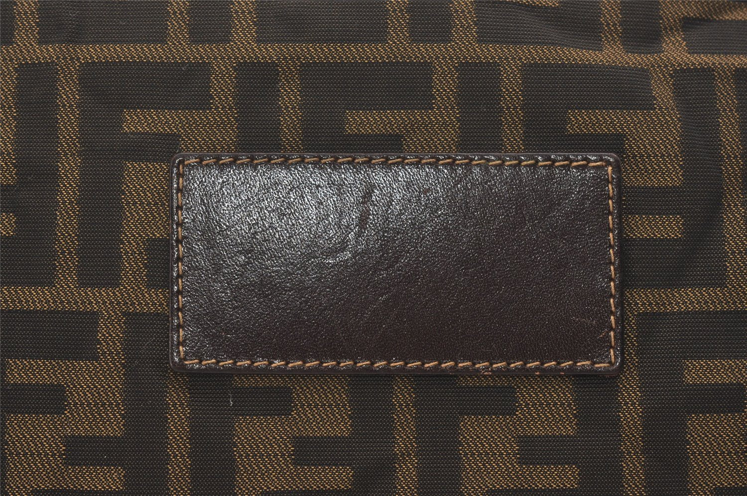 Authentic FENDI Zucca Clutch Hand Bag Purse Nylon Leather Brown Black 5639I