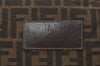 Authentic FENDI Zucca Clutch Hand Bag Purse Nylon Leather Brown Black 5639I