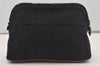 Authentic HERMES Bolide 25 Pouch Cosmetic Canvas Cotton Leather Black 5640I