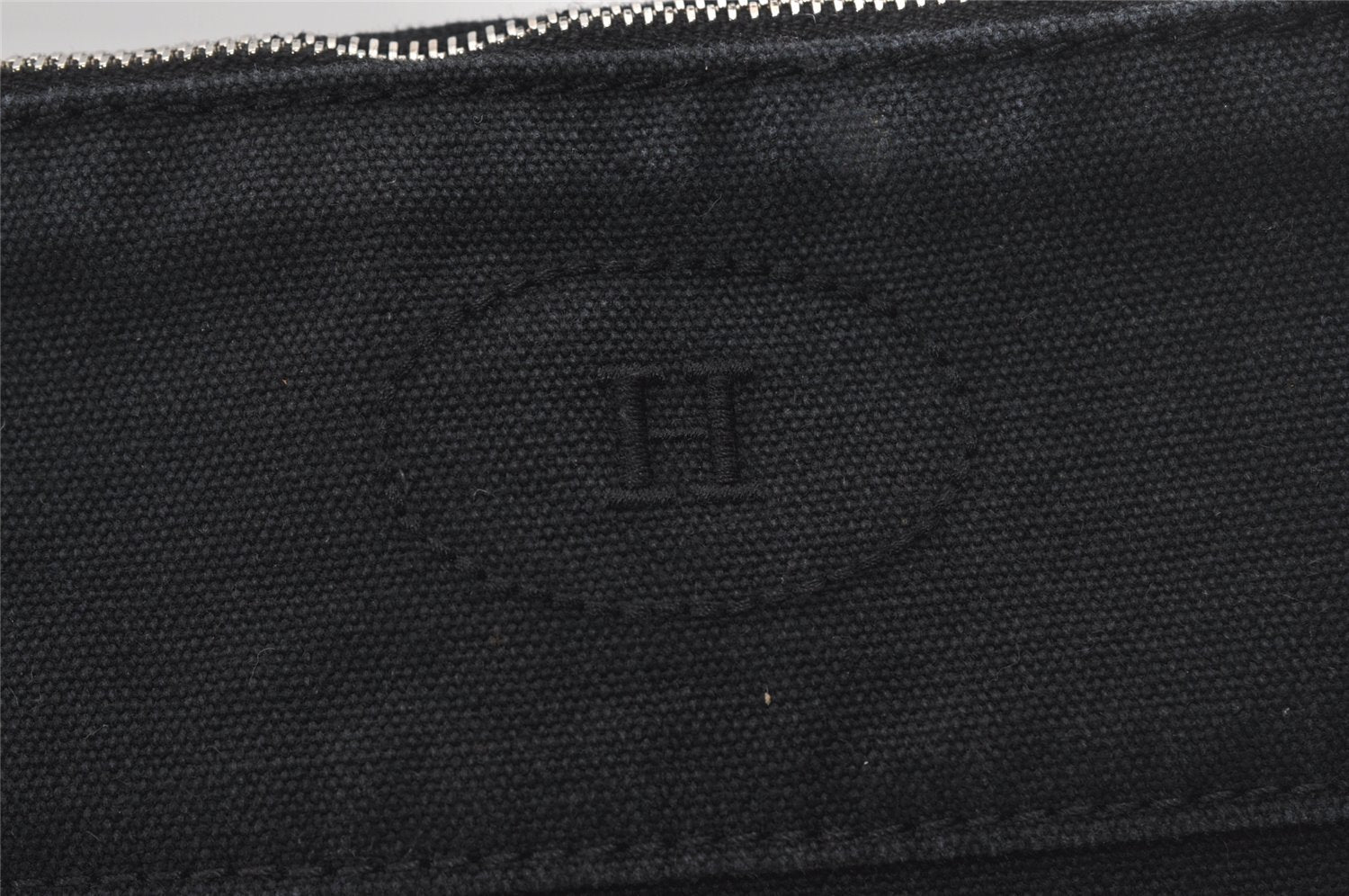 Authentic HERMES Bolide 25 Pouch Cosmetic Canvas Cotton Leather Black 5640I