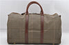 Auth POLO Ralph Lauren Vintage Check PVC Leather Travel Boston Bag Brown 5642D