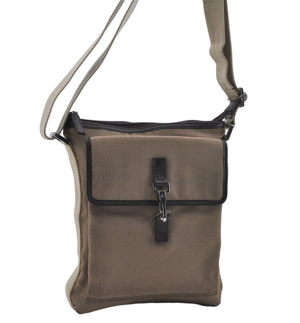 Authentic GUCCI Shoulder Cross Body Bag Purse Nylon Leather 92646 Beige 5643D