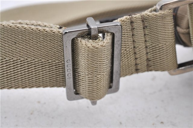 Authentic GUCCI Shoulder Cross Body Bag Purse Nylon Leather 92646 Beige 5643D