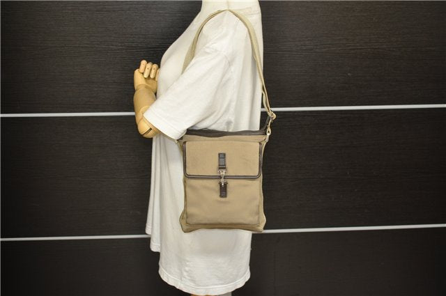 Authentic GUCCI Shoulder Cross Body Bag Purse Nylon Leather 92646 Beige 5643D