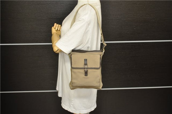 Authentic GUCCI Shoulder Cross Body Bag Purse Nylon Leather 92646 Beige 5643D