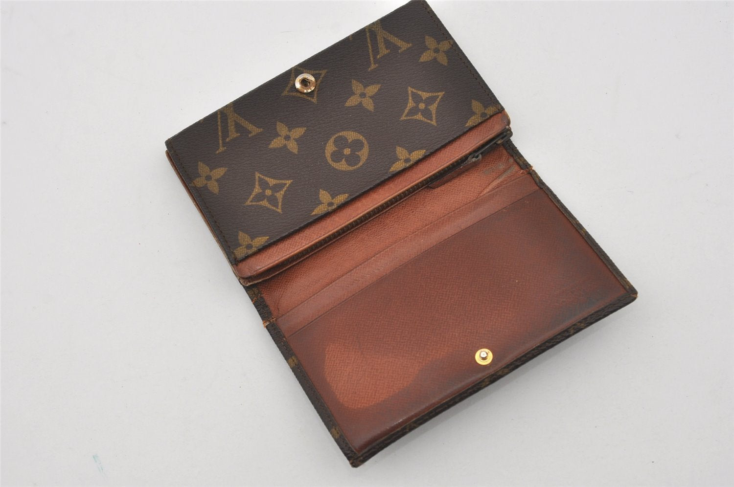 Auth Louis Vuitton Monogram Porte Monnaie Billets Tresor Wallet Old Model 5643I