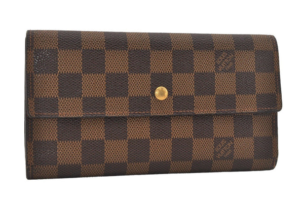 Authentic Louis Vuitton Damier Porte Tresor International Wallet N61215 LV 5645I