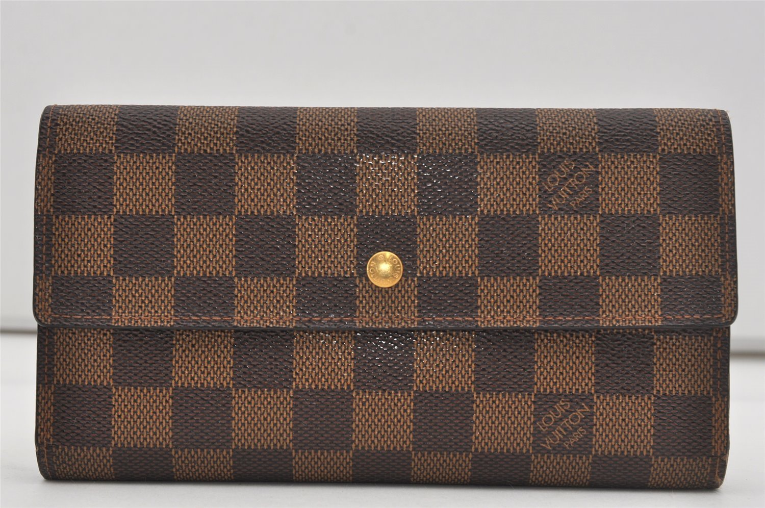 Authentic Louis Vuitton Damier Porte Tresor International Wallet N61215 LV 5645I