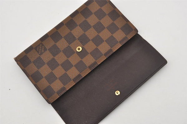 Authentic Louis Vuitton Damier Porte Tresor International Wallet N61215 LV 5645I