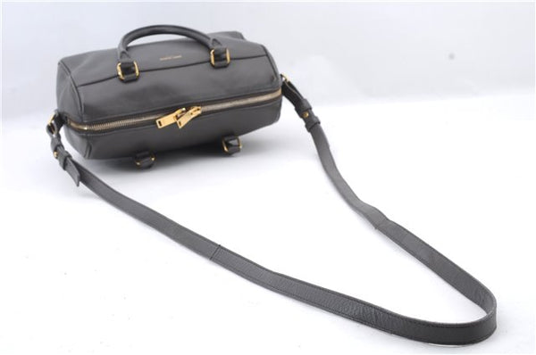 Authentic SAINT LAURENT Baby Duffle 2Way Shoulder Hand Bag Leather Gray 5648C