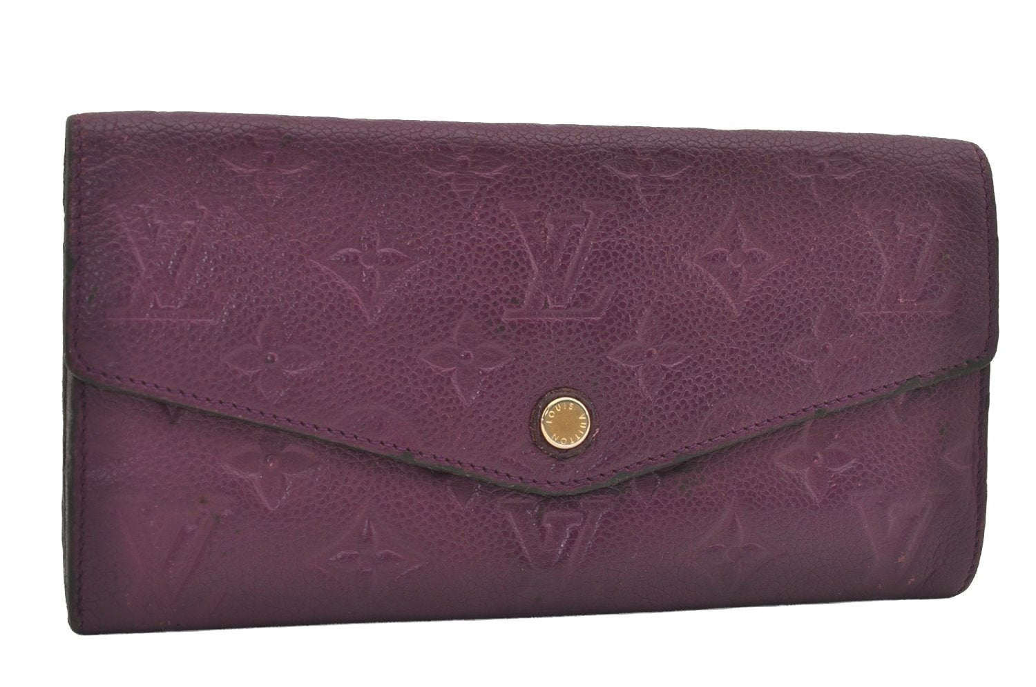 Auth Louis Vuitton Monogram Empreinte Portefeuille Curieuse Wallet Purple 5648I