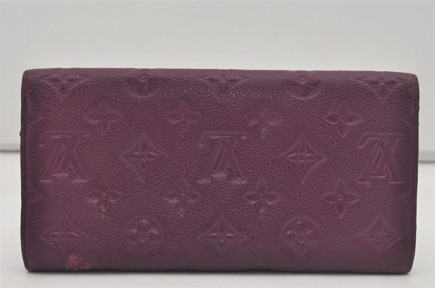 Auth Louis Vuitton Monogram Empreinte Portefeuille Curieuse Wallet Purple 5648I