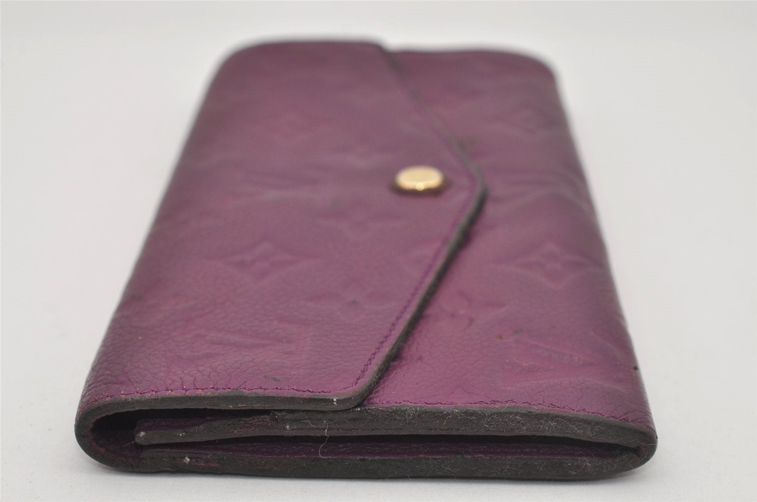 Auth Louis Vuitton Monogram Empreinte Portefeuille Curieuse Wallet Purple 5648I