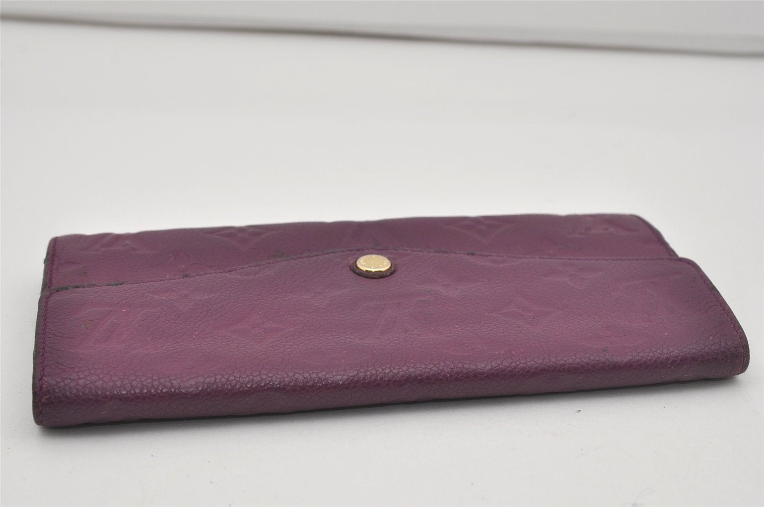 Auth Louis Vuitton Monogram Empreinte Portefeuille Curieuse Wallet Purple 5648I